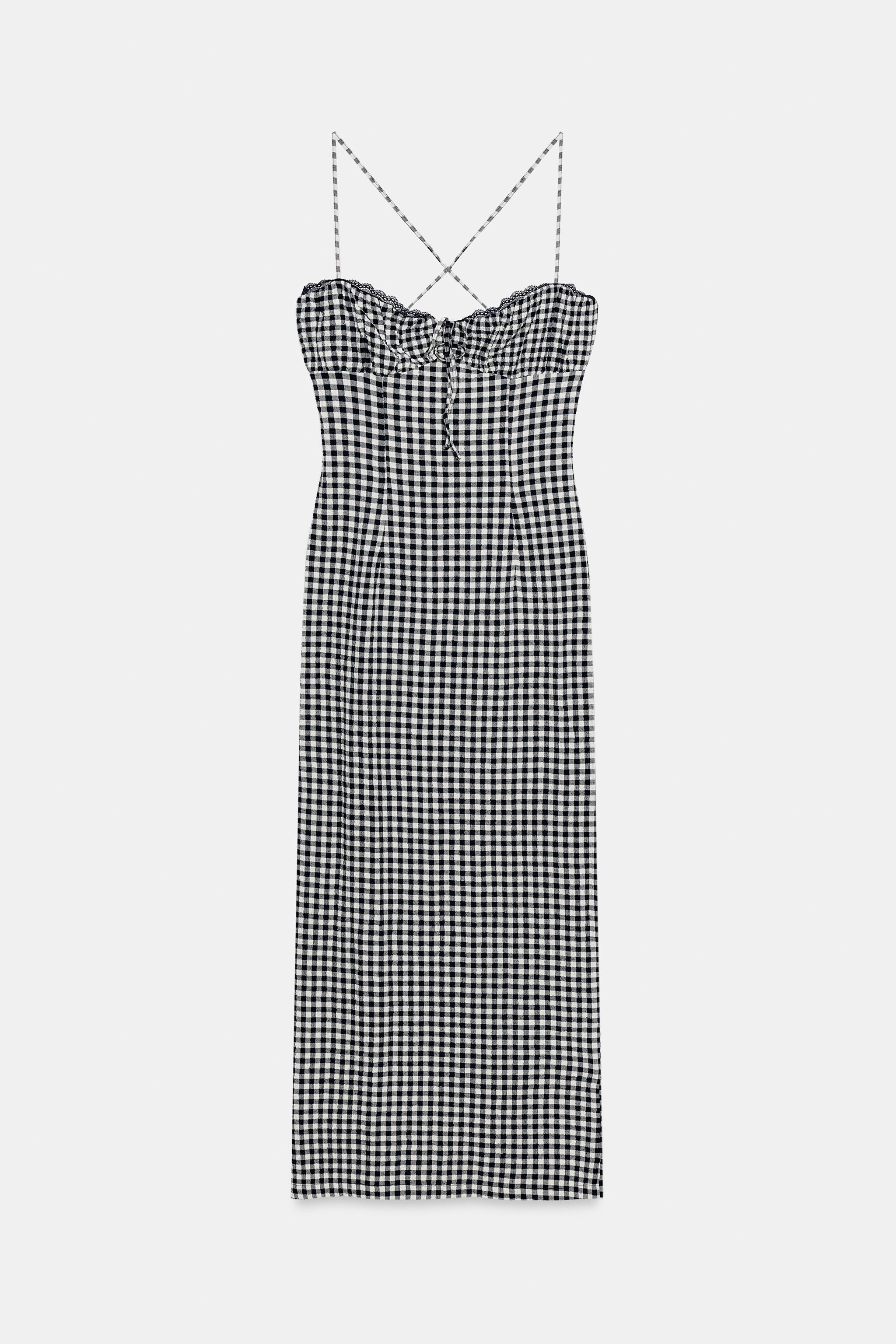 ROBE MI-LONGUE CINTREE À CARREAUX VICHY